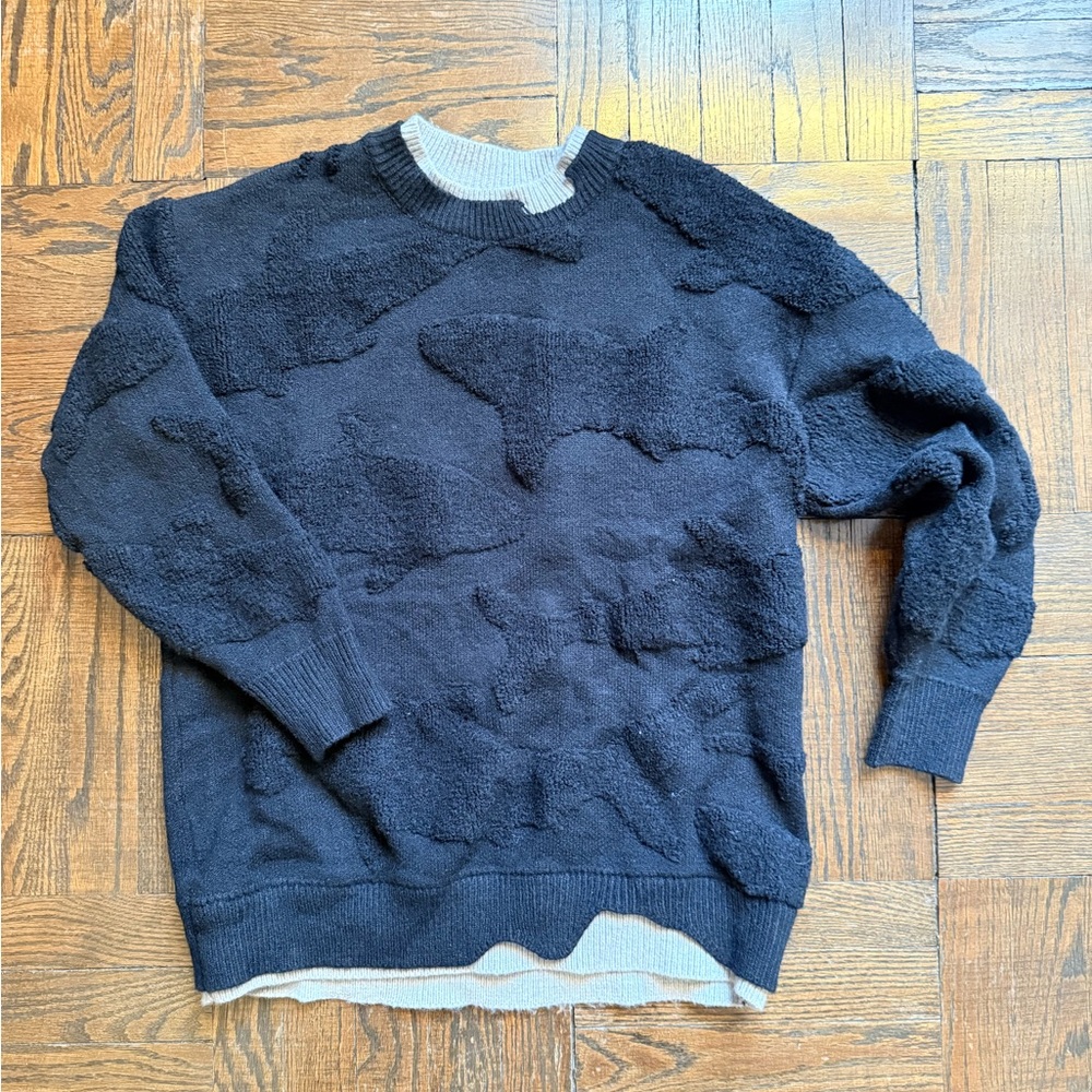 Aelfric Eden Textured Black Crewneck Sweater